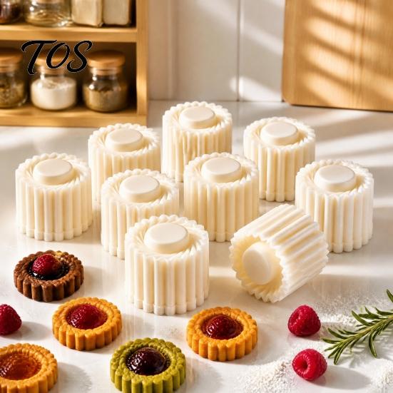 Easy Cleanup Dough Press 9PCS Round Double-Ended Pastry Mold, Hand-Press Mooncake Spiral And DIY Maker Petal Edge Design, Detachable Decorative