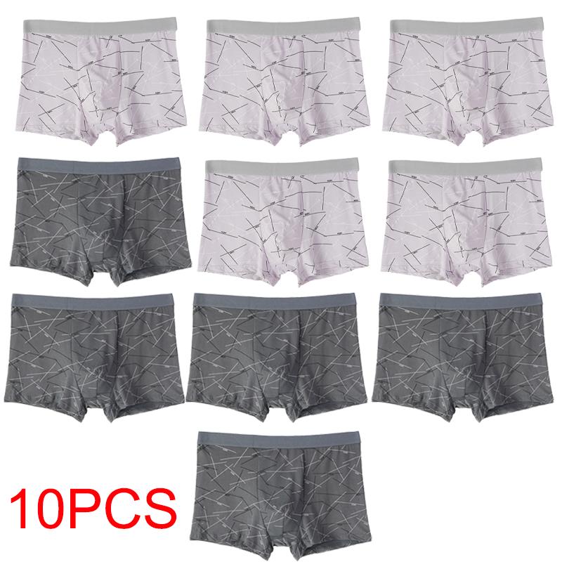 10PCS Men's Boxer Shorts Cotton Underwear Plus Size XL-4XL Comfortable Underpants Sexy Panties Solid Color Lingerie