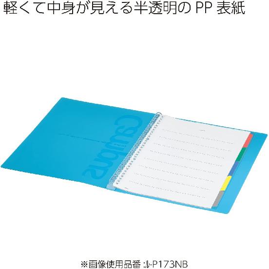 Kokuyo Campus Slide Binder with 5 Tab Dividers, Slim Type, A4, 30 Holes, Up to 65 Sheets, Transparent, Japan Import (RU-P173NT)