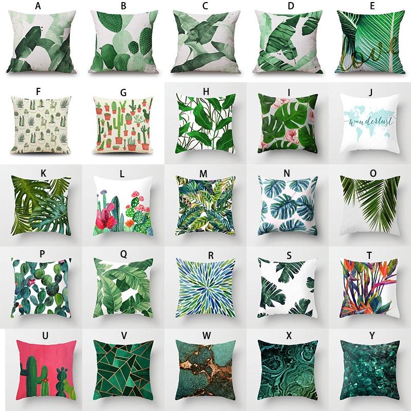 Luxuriöser Kissenbezug aus Baumwolle und Leinen mit grünen Blättern zur Dekoration von Sofa und Auto