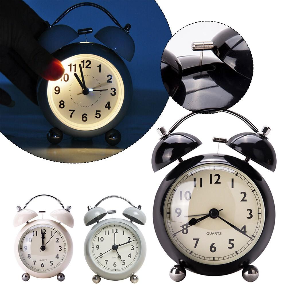 Vintage Alarm Clock Twin Bell Extra Loud Battery Classic Backlight Bedroom Decor