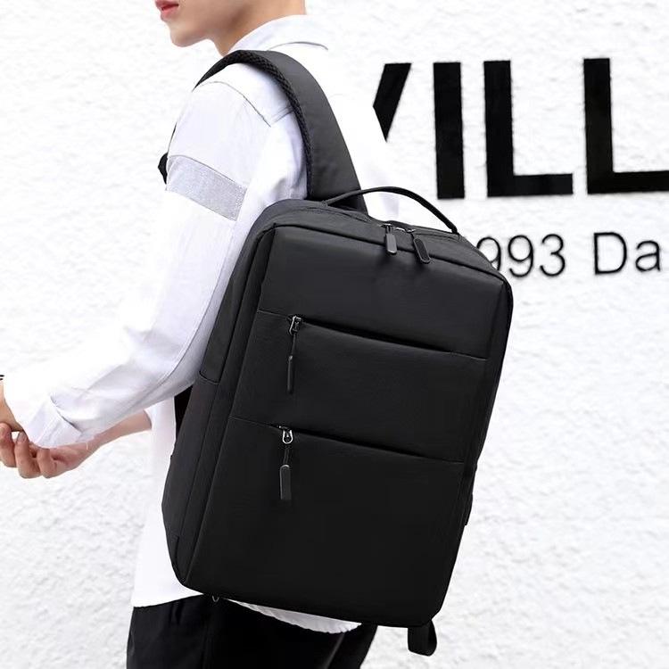Men's Large-Capacity Logo Backpack: Simple, Fashionable Business & Casual Laptop Bag