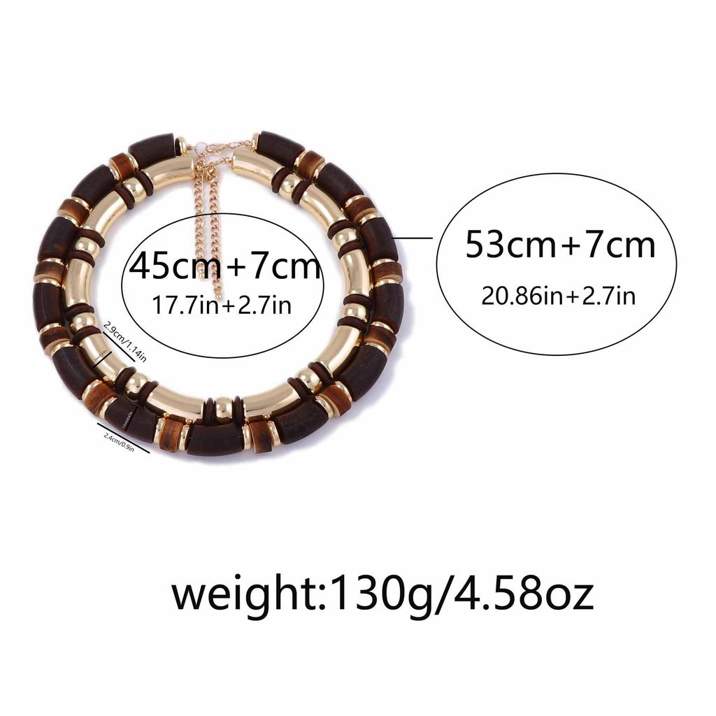 2025 Nové ZAA Dřevěné Korálkové Spojované Náramky Náhrdelníky Zirkonové Sady pro Ženy Vintage Etnický Styl Doplňky na Krk