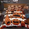 Halloween Pumpki Duvet Cover Set Black And White Background Halloween Beds Set Home Textiles Microfiber For Boys Kids