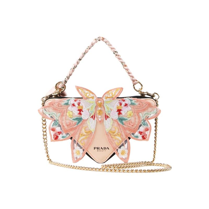 Prada Cosmetic bag/toiletry bag [Customized bag] triangle polyester fiber, portable storage, national style embroidered cloth Butterfly