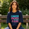 Cancer Picked The WrongunisexLeopard Letter Graphicunisex Summer Tshirt Breast Cancer Fighter Bold Motivational Short Sleeve Top