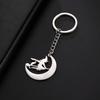 COOLTIME Halloween Cartoon Witch Cat Moon Keychain for Women Men Stainless Steel Gold Color Key Ring Holder Friends Gift Jewelry
