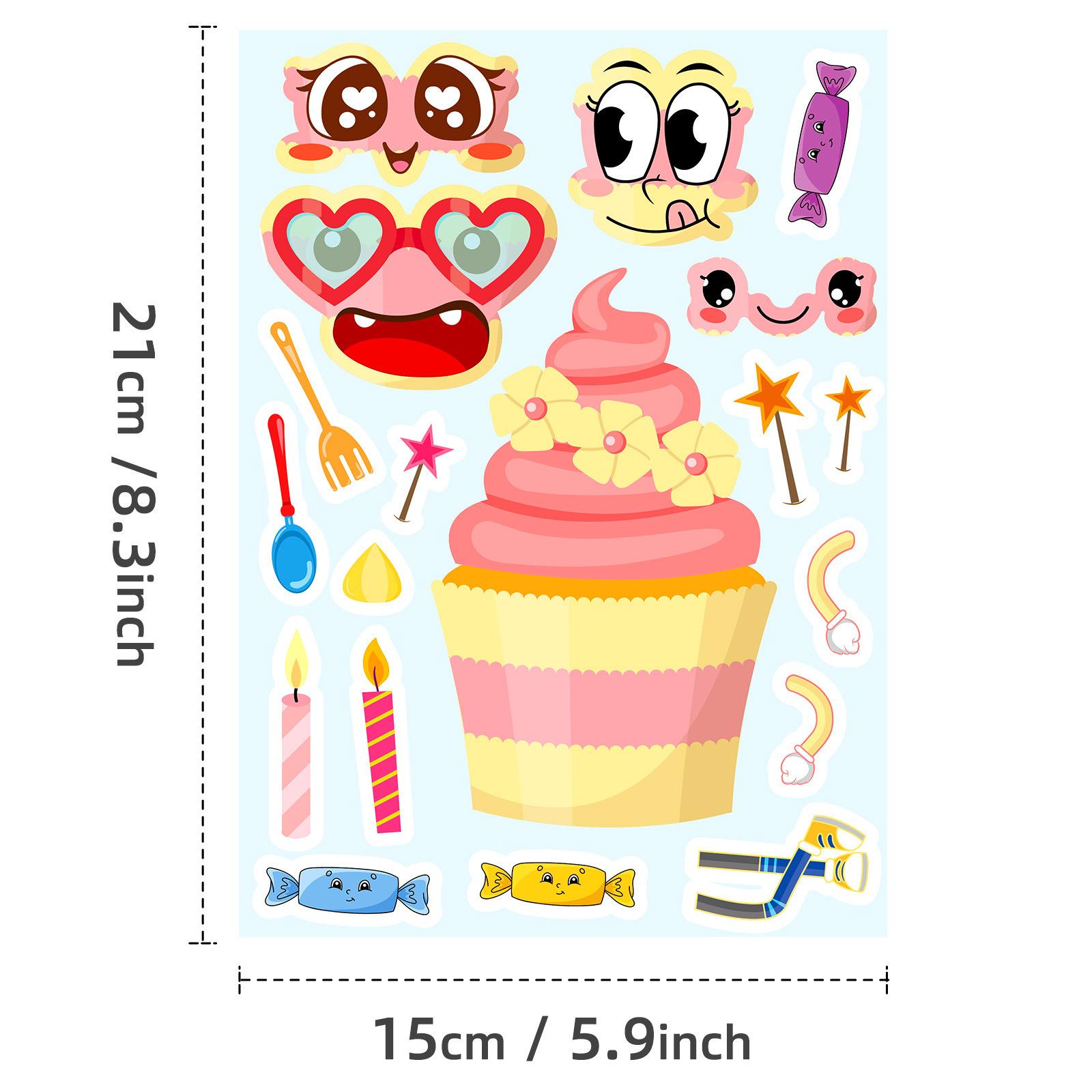 

6 Фото/вставить Наклейки для изменения лица торта для детского веселья Сладкий торт-мороженое Пазл