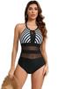 2026 Plus Size Lace Stripe One-Piece Swimsuit