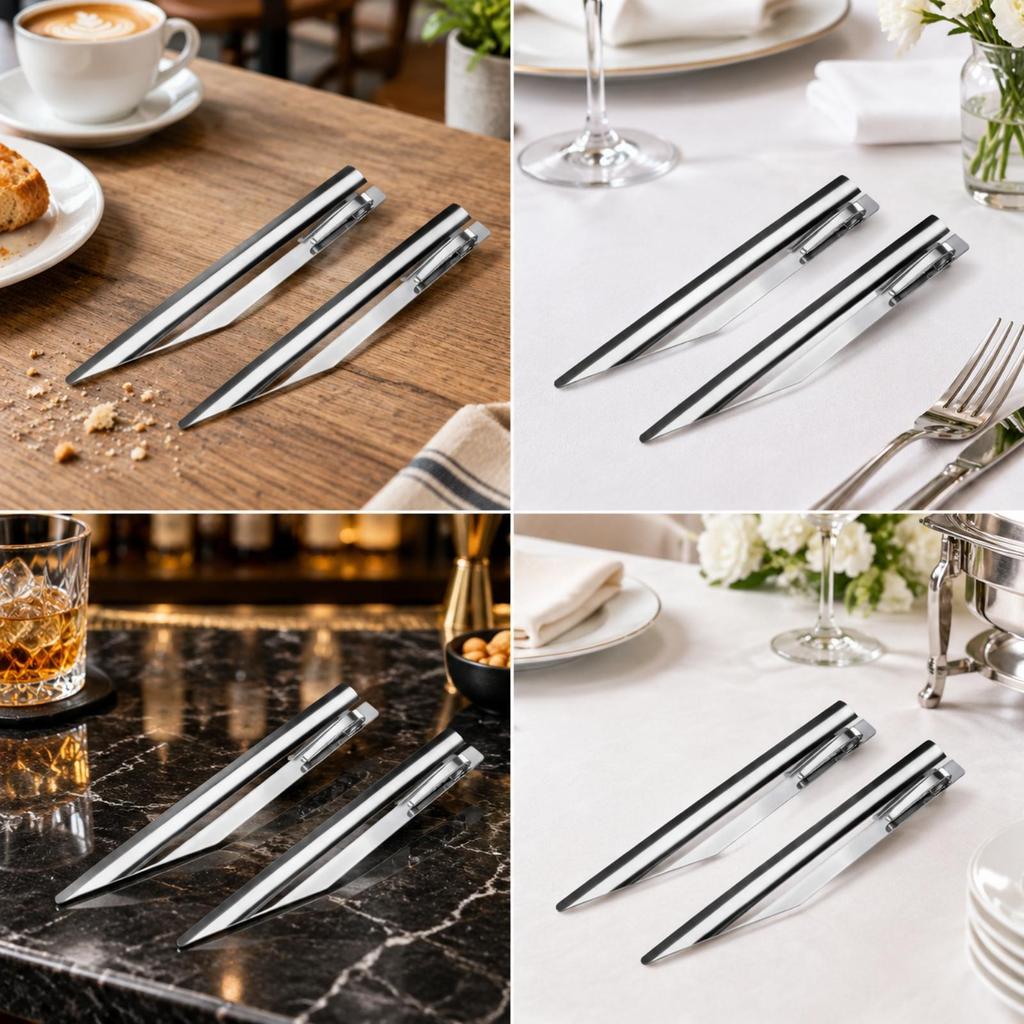 2 Pieces 304 Stainless Steel Bread Crumb Long-Lasting for Dining Tables