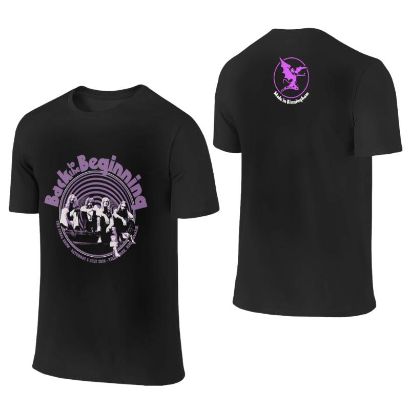 Vintage Black Sabbath and Ozzy Osbourne Back To The Beginning T-Shirts for Men Round Neck Cotton T Shirts Tees Tops