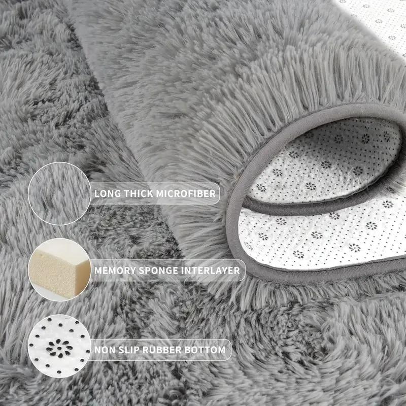 Ultra Soft Fluffy Shag Area Rug, Solid Color Polyester Carpet, Non-Slip Rubber Backing, Machine Made, Stain Resistant, For Livin
