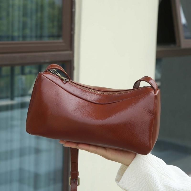 Genuine Leather Fashionable Small Square Bag Crossbody Trendy Single-shoulder Bag Large-capacity Pillow Bag