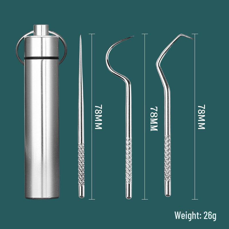 

Набор из зубочисток и крючков из нержавеющей стали - портативный инструмент для чистки зубов