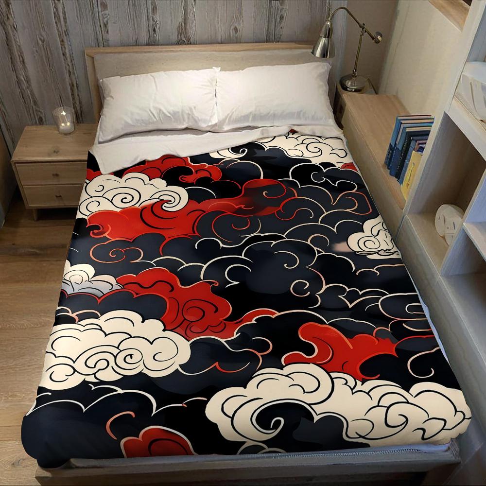 Crimson Cloud Scroll Flannel Blanket Warm Soft Halloween Christmas Couch Warm Cozy Decorative Decor Gift for All Season