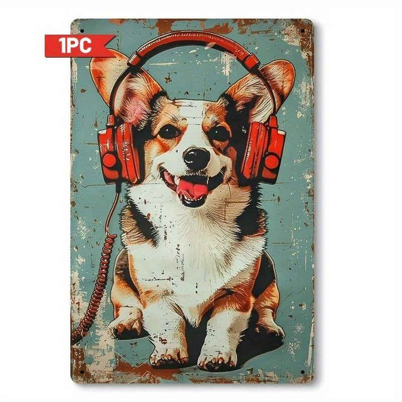 Vintage Style Metal Tin Sign Cute Cats Dogs for Cafe Interior