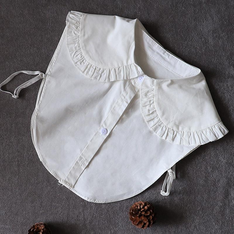 Fashion Denim Fake Collar Shirt Women Ruffle False Collars For Woman Detachable Lapel Half Shirt Tie Ladies False Blouse Collar