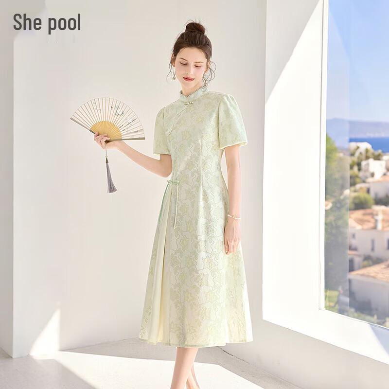Elegant New Chinese Style Stand-up Collar Dress XL