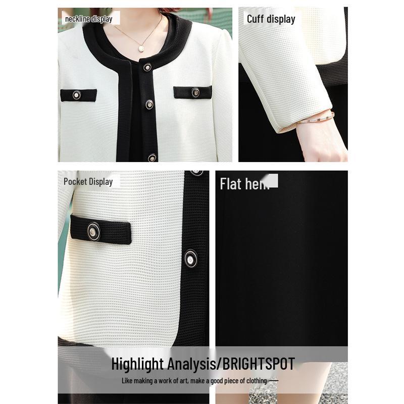 2025 Little Fragrance Style Spring-Autumn Two-Piece Set for Middle-Aged Women