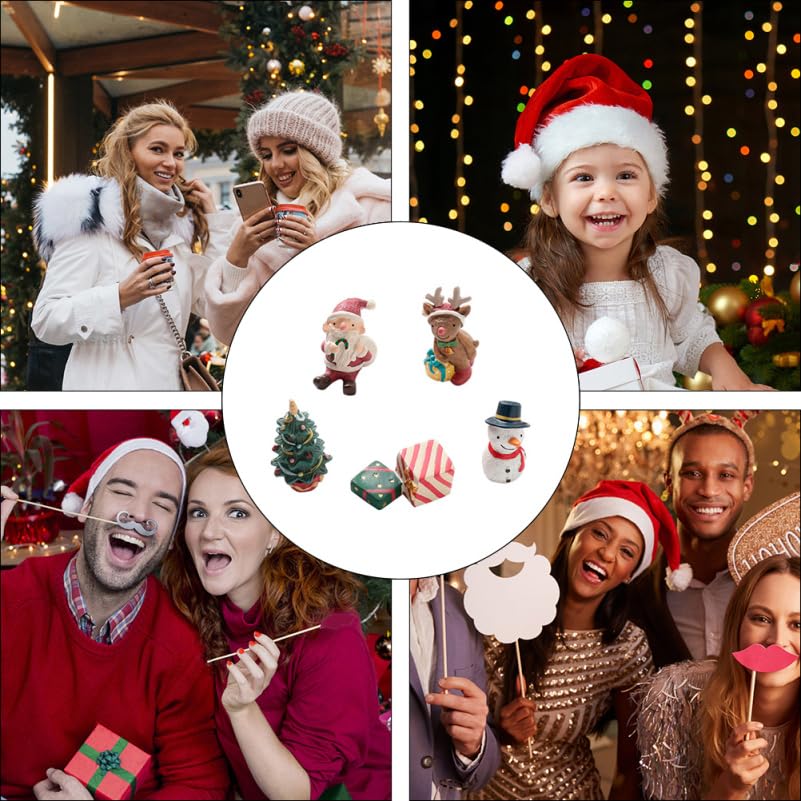 Christmas Resin Reindeer Mini Santa Flower Pot Nativity Scene Desktop Nativity Decorations Ornaments, Figurines, Ornaments, Ornaments, Toys,