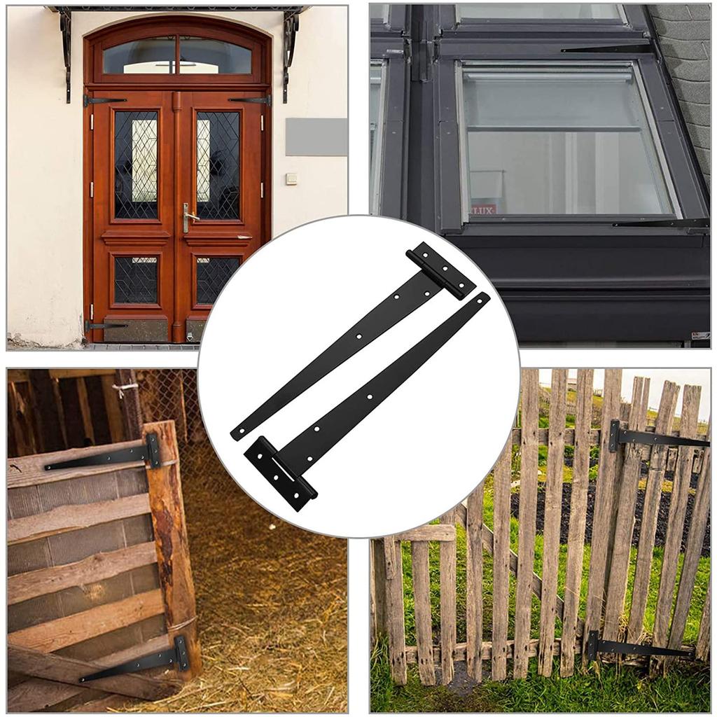 Heizi Door Hinges, T-Shaped, Set of 4, Steel, Outdoor Use, DIY Gate Hardware (Set of 8)