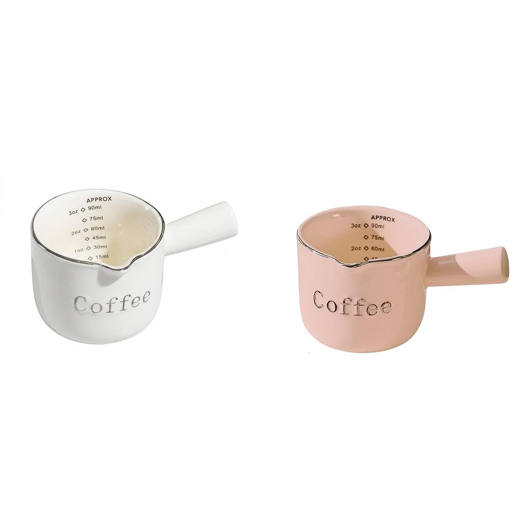 Ceramic Coffee Milk Jug With Measurement Scale Espresso Extraction Cup For Latte