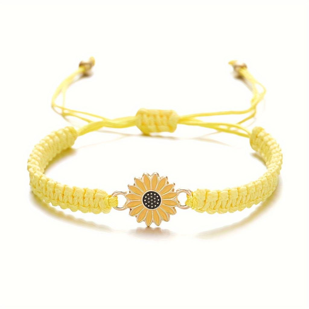 [Synthetic Fiber Rope Fashion Accessory] Chic Sunflower & Daisy Braided Bracelet - Fashion Accessory, Synthetic Fiber Rope