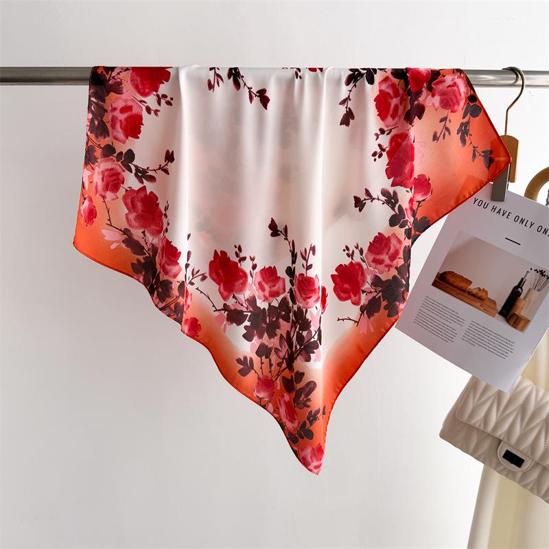 Luxury Print Small Square Scarf Simulated Silk Thin Neck Scarf Fashion Sunscreen Headscarf Women 70x70cm Neckerchief Headband