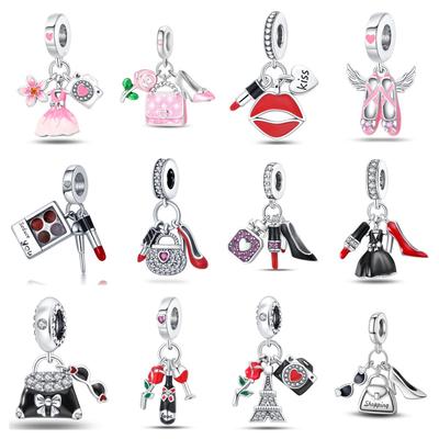 2026 Jewelry Bag Lipstick High Heels DIY Pendant Accessories 925 Silver Bracelet 2026