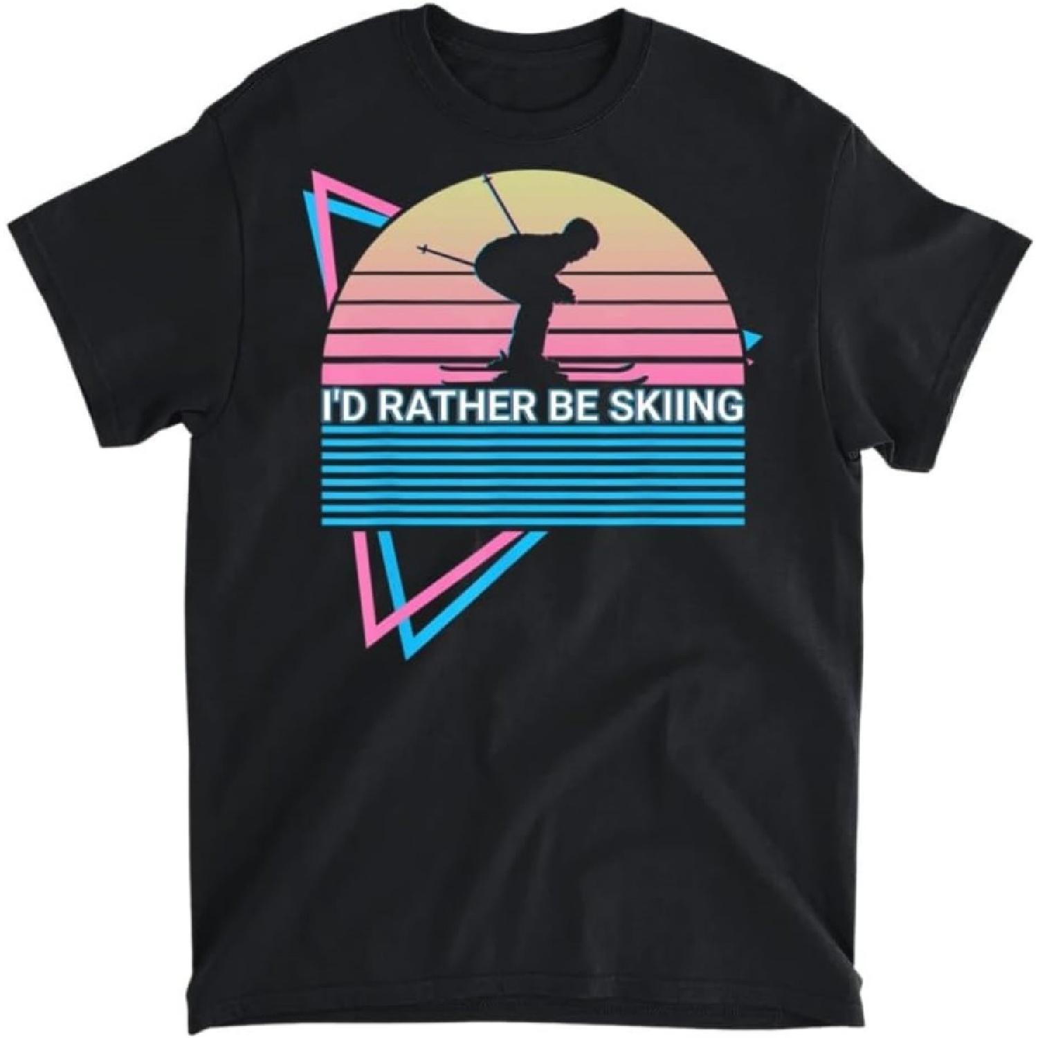 I d Rather Be Skiing I d Rather Be Skiing Ski Retro T-Shirt, Tank Top, Long Sleeve, Sweatshirt, Hoodie Men Women Kids Made in Canada Black XXXXXL разноцветный