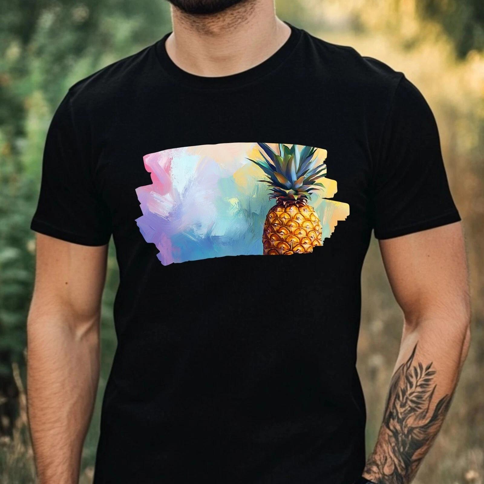 T-Shirt Herren Ananas Portrait Motiv Baumwolle Größe XS bis 5XL S