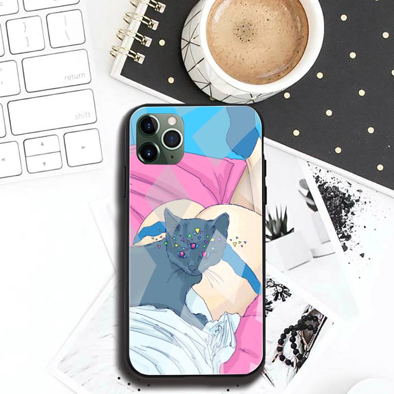 Custodia per Telefono Arte Digitale Amore Trippy Psichedelico Vetro Temperato Per iPhone 12 pro max mini 11Pro XR XS MAX 8 X 7 6S 6 Plus SE case