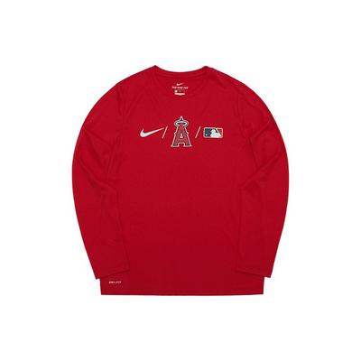 Nike X MLB Collaboration Youth Letter Logo Printed Crewneck Long Sleeve Sweatshirt Los Angeles Angels Kids Sweatshirt Red 3Z3B7SAWA-LAA