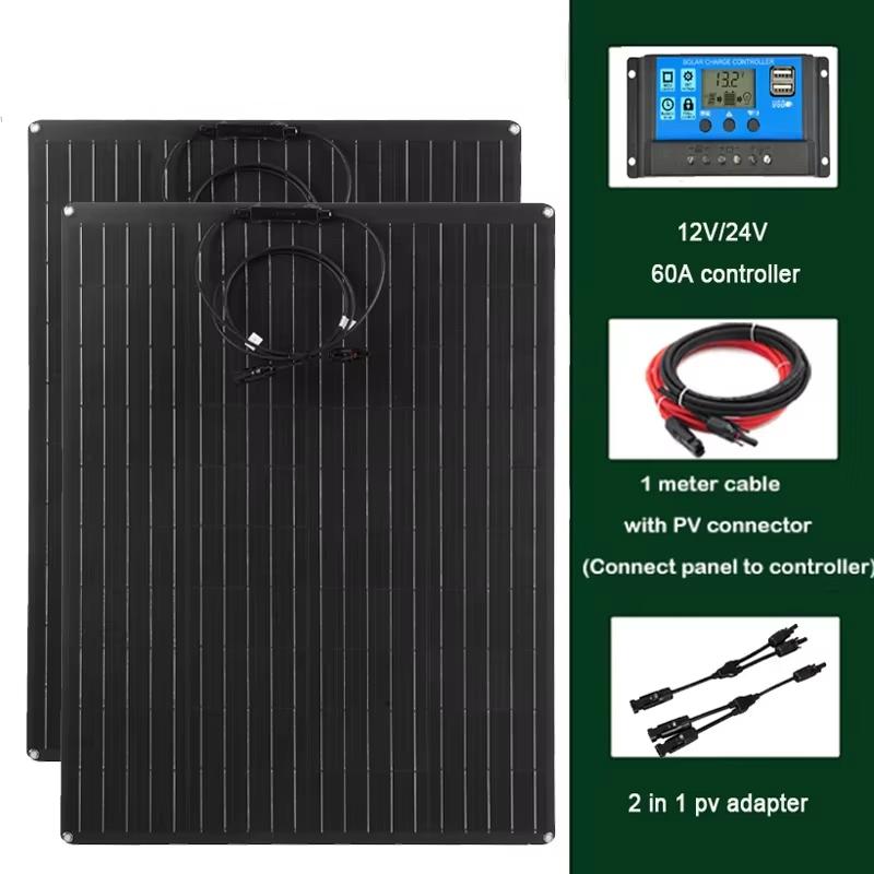600W 300W Solar Panel 18V Flexible Solar Cell Energy Charger Solar Plate for Outdoor Camping Yacht Motorhome Car RV Boat Caravan