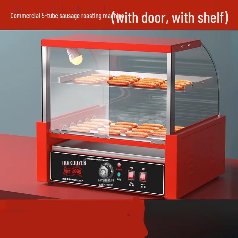 XMSJ Commercial 5-Roller Double-Layer Hot Dog & Sausage Grill Standard