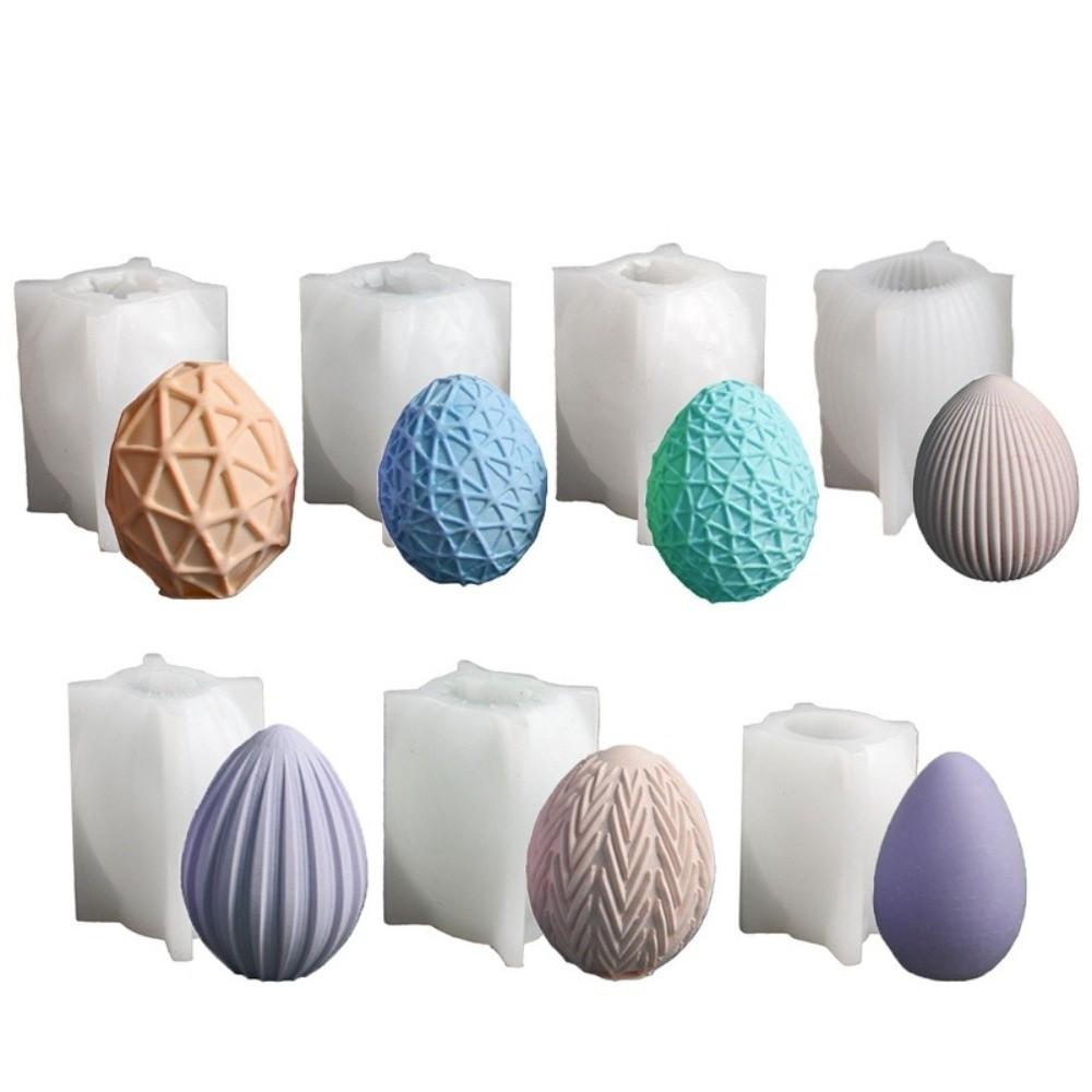 Non-Stick Easter Geometric Eggs Mold Striped Pattern Epoxy Resin Mold Cement Mold  Craft Making
