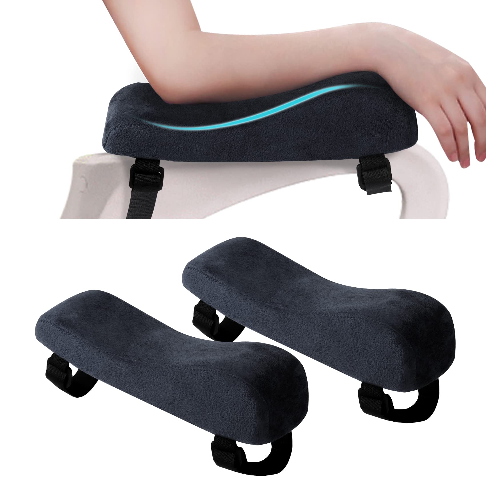 

Annhua Подлокотник Набор подлокотников из пены с памятью для офиса и игр Легкая черная подушка, Стулья, Нескользящий, Установка, Моющийся, чёрный