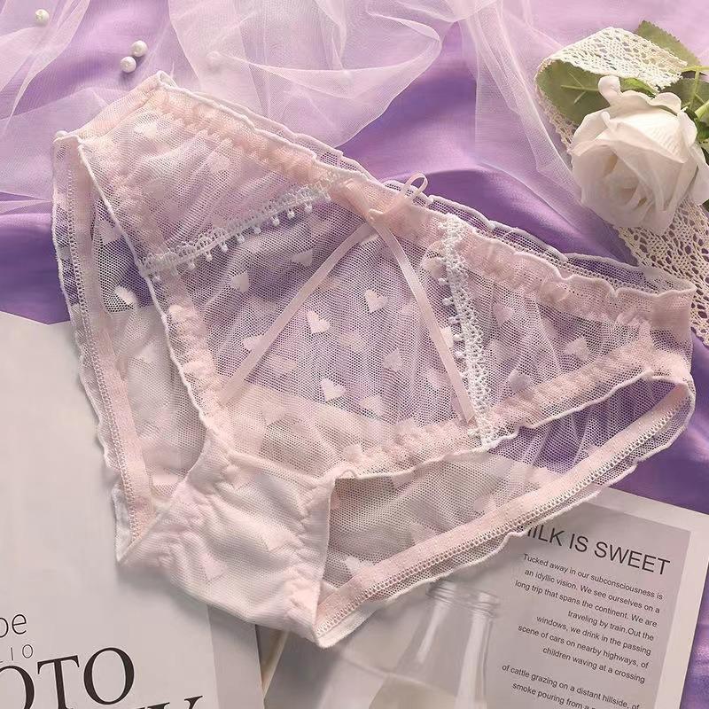 Ice Silk Embroidered Underpants for Women: Quick Drying Breathable Soft Comfortable Sexy Translucent Summer Mesh Briefs