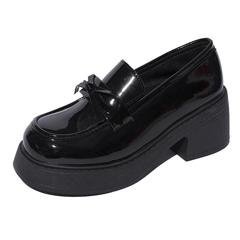 

Модные повседневные универсальные туфли Мэри Джейн на платформе, осенне-зимние, в британском стиле, женские маленькие кожаные туфли на толстом каблуке, лоферы на высоком каблуке 40