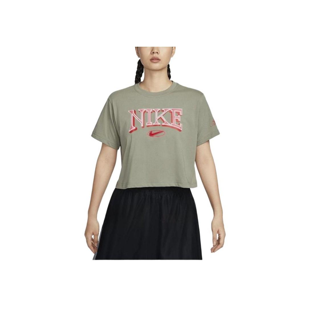 

Nike Nsw Ss Tee Oc Varsity Letter Round Neck Fashion Pullover Short Sleeve T Shirt Women Tops Army-Green FZ2856-320 S