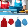 Good-8-Piece Children's Apron And Chef Hat Set, Adjustable, With 2-Pocket Kitchen Apron Apron