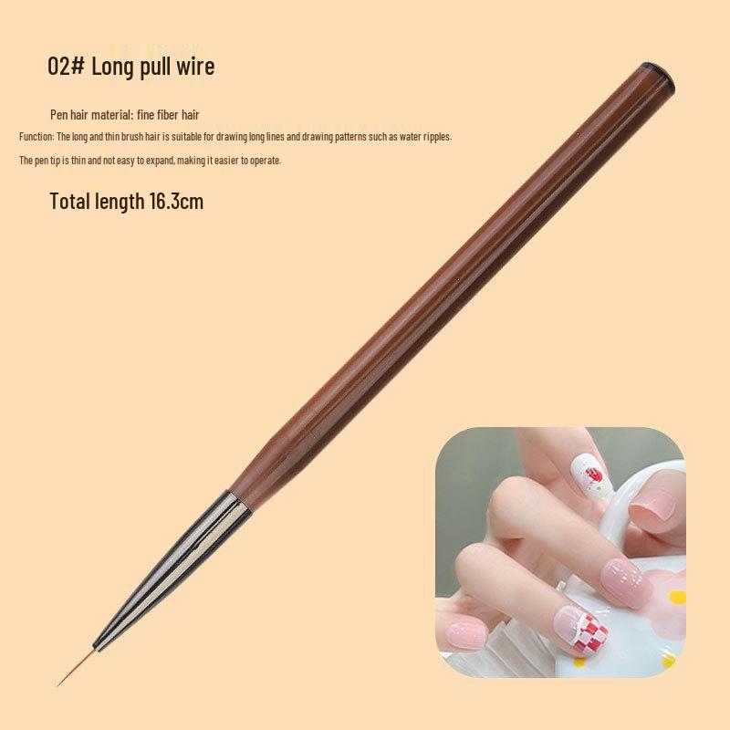 9dílná japonská průsvitná hnědá sada štětců na nail art pro malování linek, ombre a květin