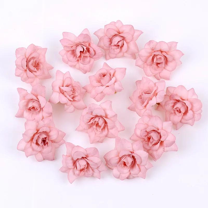 10Pcs Artificial Flower 4.5cm Silk Rose Head For Wedding Home New Year Decoration DIY Garland Scrapbook Gift Box Craft Flowers