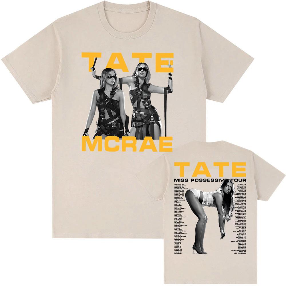 Unisex Tees Tate McRae Miss Possessive World Tour 2025 Tshirt Short Sleeve Cotton Male Tshirts Streetwear Graphic Print T Shirts