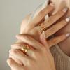 Women's Irregular Open Ring: European & American Cool Style, 18K Gold-Plated Titanium Steel.