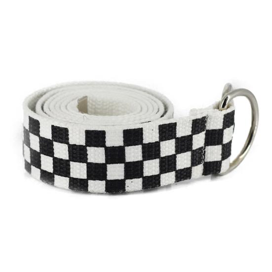 Belt with Ring Buckle Soft Canvas Plaid Rainbow Pattern Belt for Wedding
