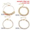 Hip Hop Thick Chain Bracelets Set for Women Shiny Rhinestone Bracelet Hand Chain Crystal Bracelet