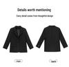 Women's Black Regular Fit Shoulder Suit Jacket - Autumn/Winter Loose Casual Korean Style with High-End Feel