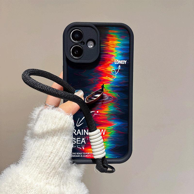 

Модный чехол с принтом «Радужное море» + Черный шнурок Гибкий мягкий силиконовый чехол из ТПУ Полная задняя крышка для iPhone Samsung Xiaomi Redmi iPhone 6 / iPhone 6s чёрный