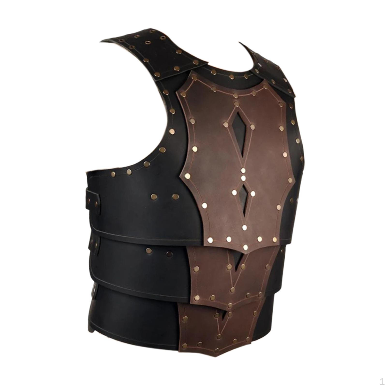 

Medieval Chest Body Protection Knight Dress Cosplay Costume Riveted Adjustable PU Leather Suitable коричневый